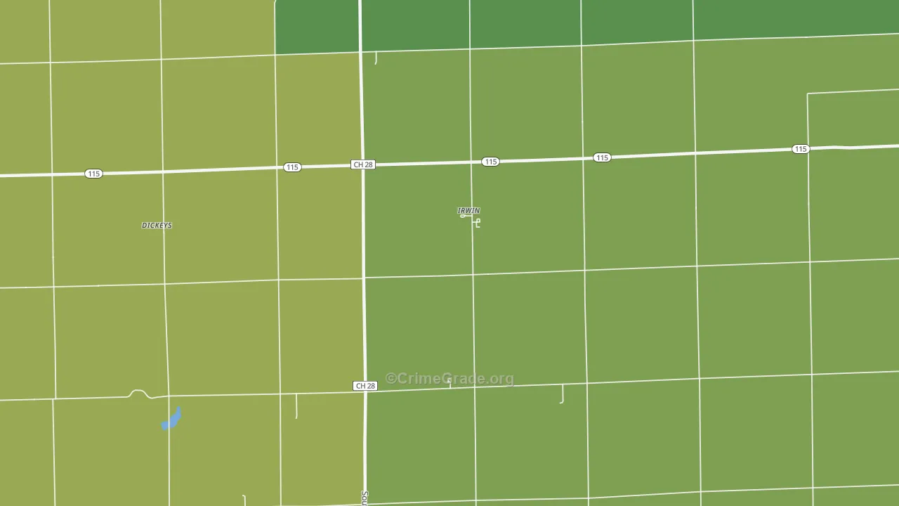 Irwin, IL Map of Burglary Rates