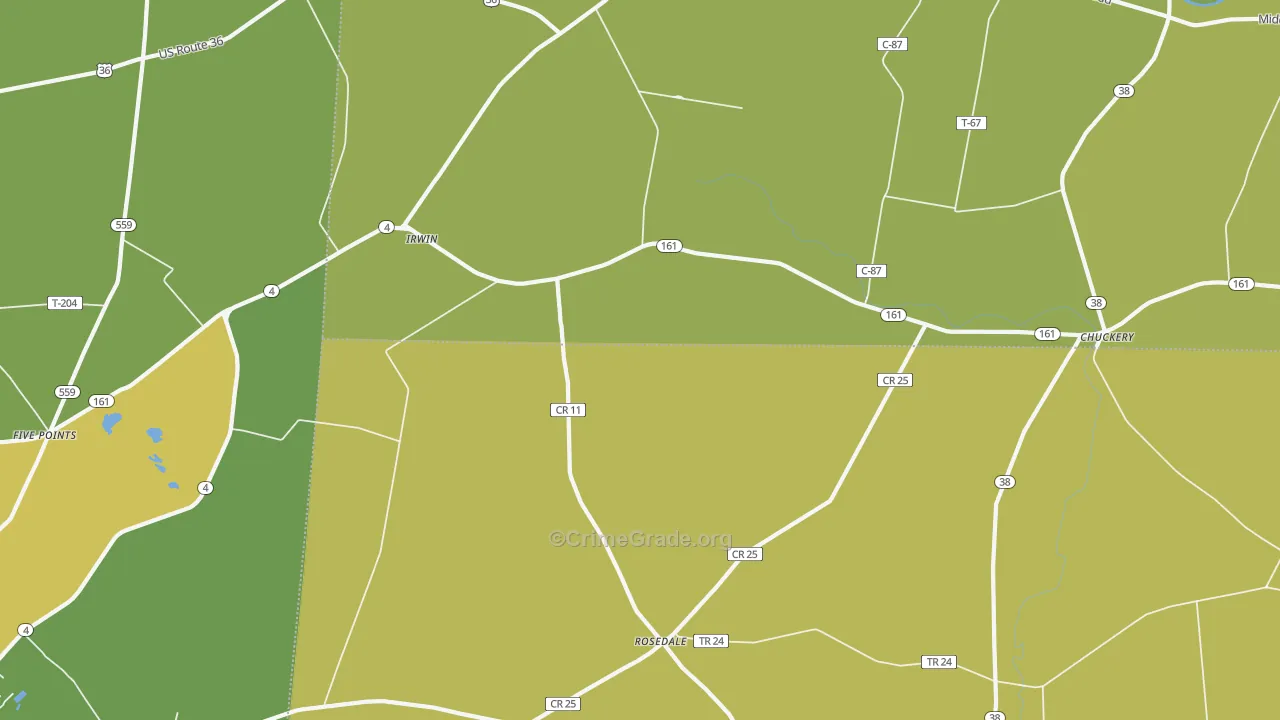 Irwin, OH Map of Burglary Rates