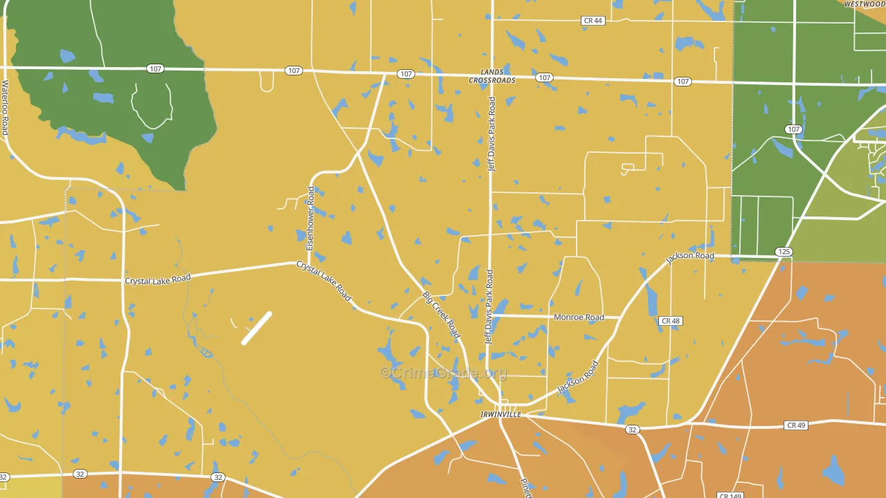 Irwinville, GA Map of Burglary Rates