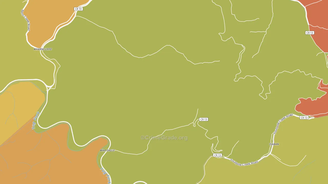 Isaban, WV Map of Burglary Rates