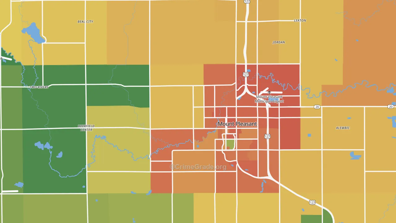Isabella County, MI Map of Burglary Rates