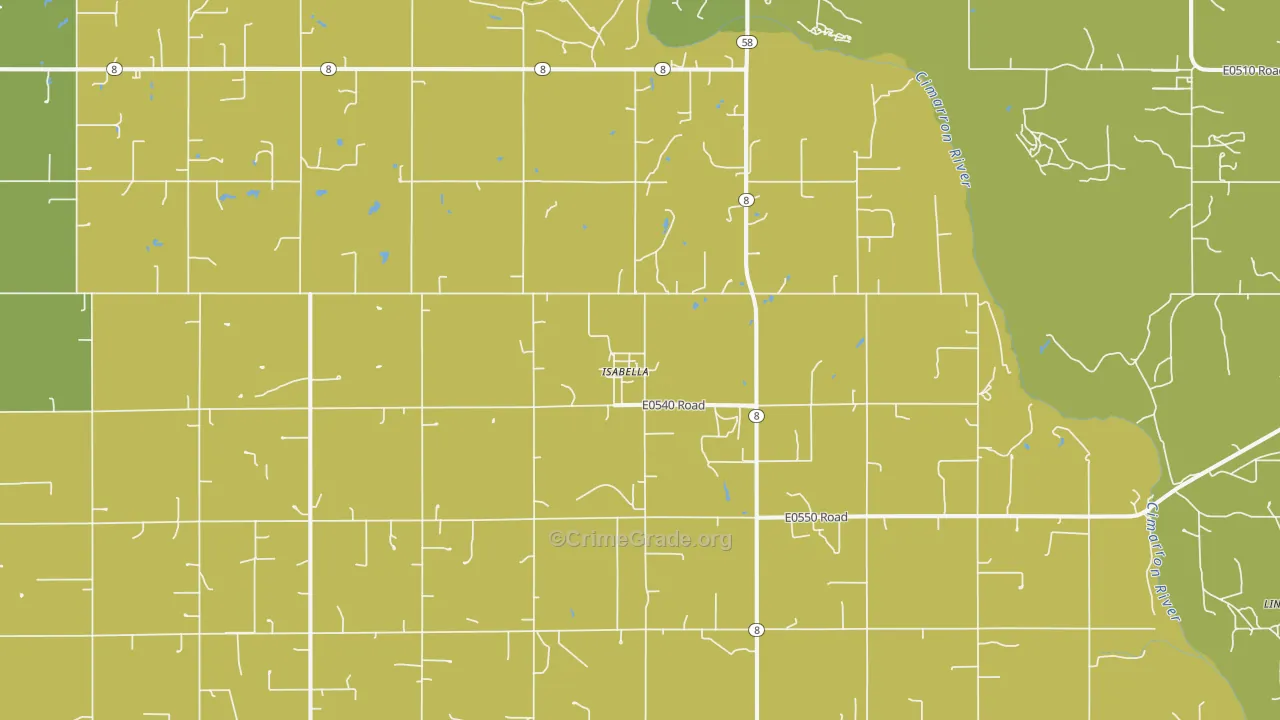 Isabella, OK Map of Burglary Rates