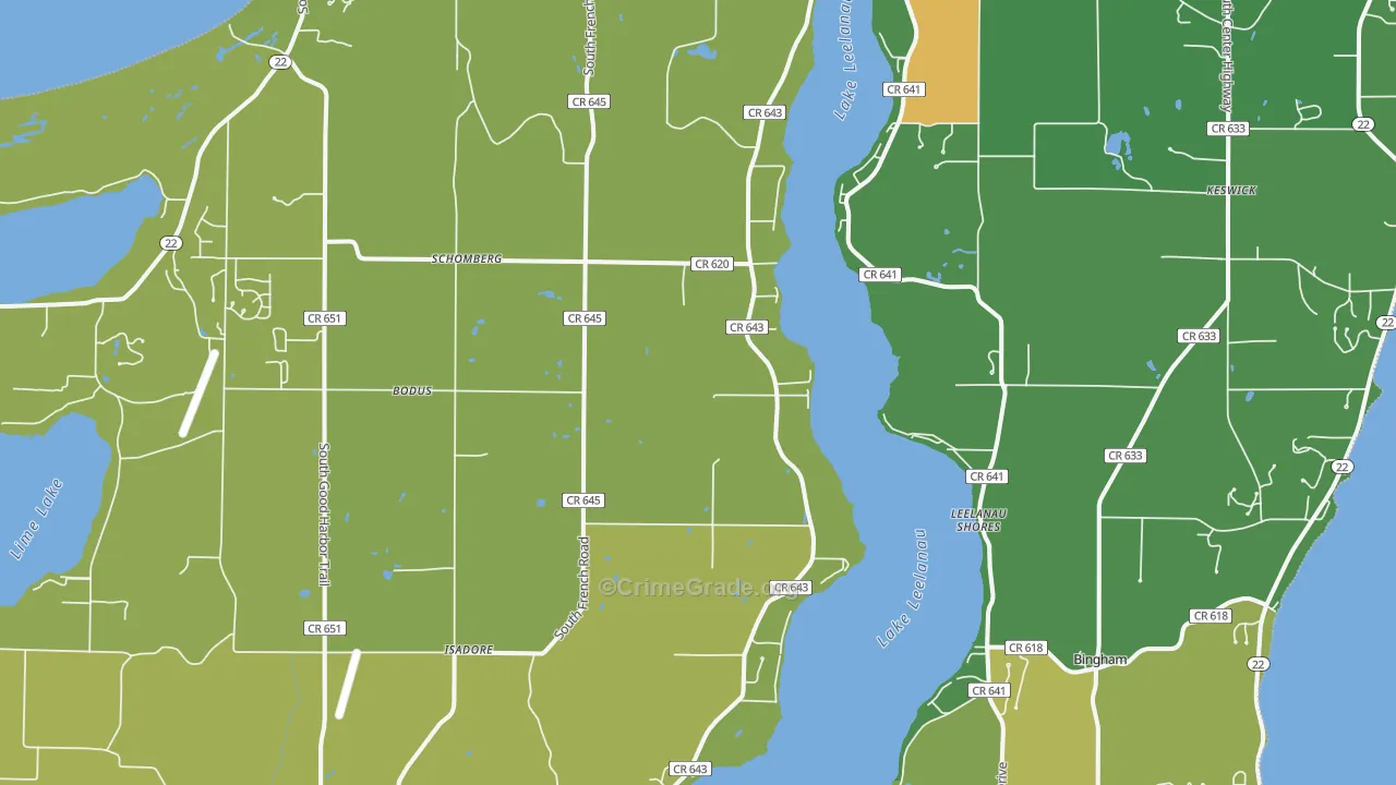 Isadore, MI Map of Burglary Rates