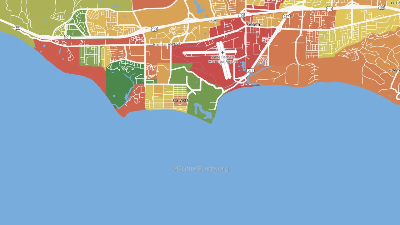 Isla Vista, CA Map of Burglary Rates