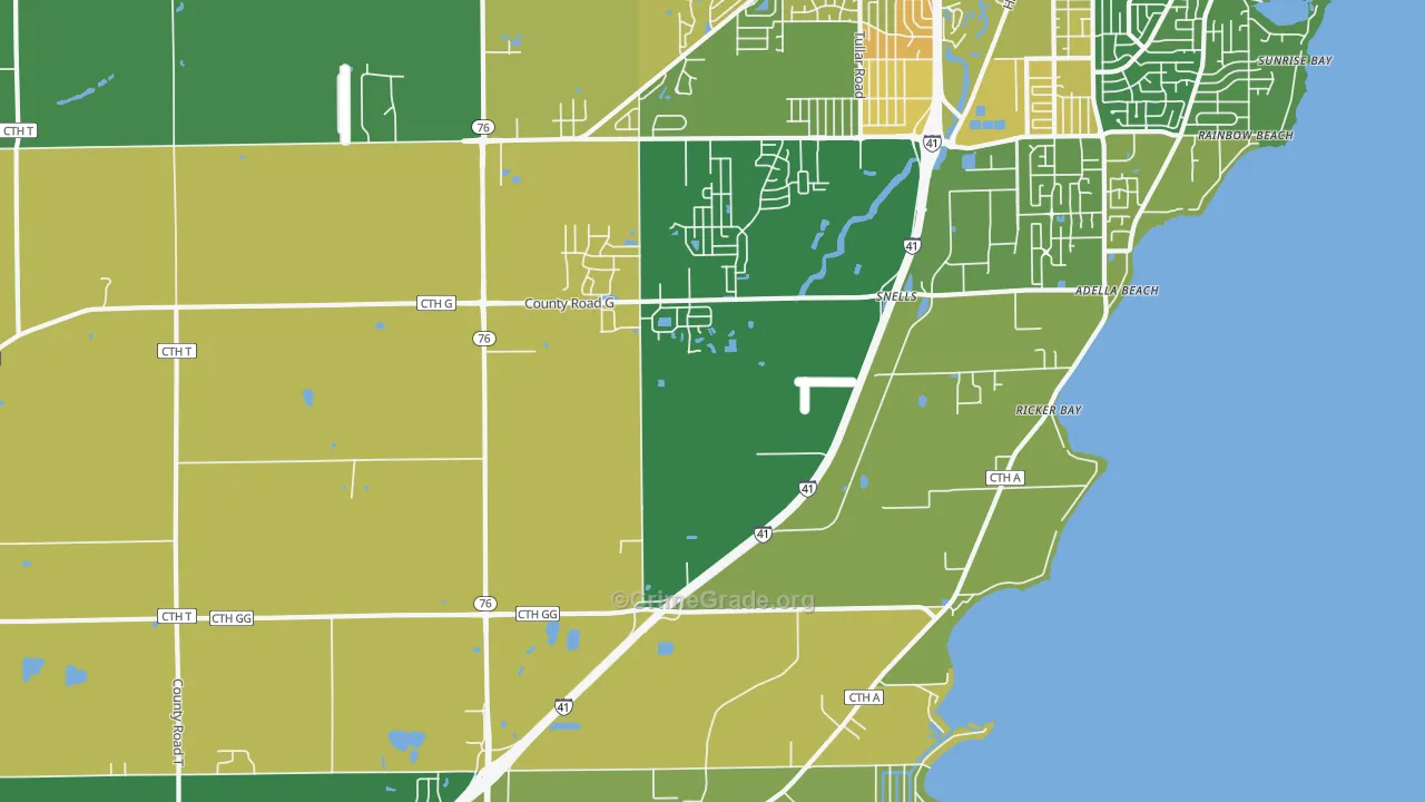 Island Beach, WI Map of Burglary Rates