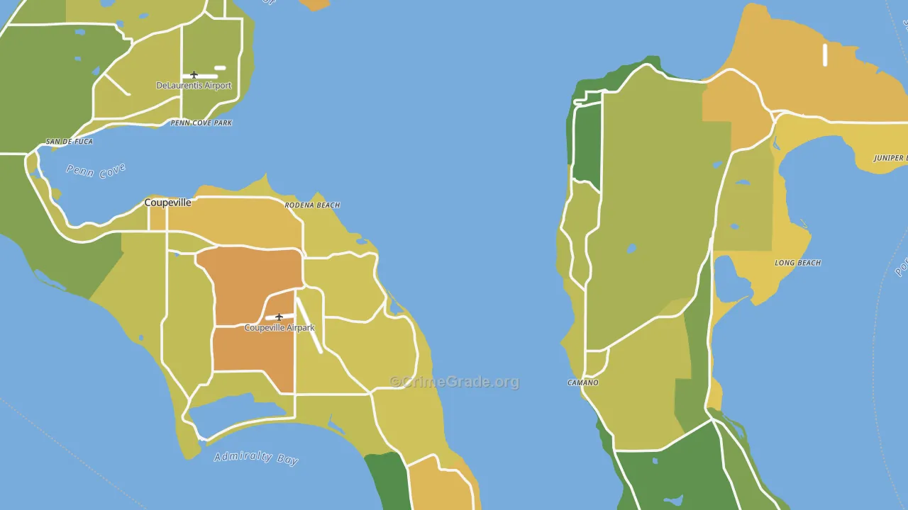 Island County, WA Map of Burglary Rates