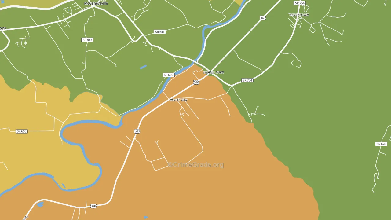 Island Ford, VA Map of Burglary Rates