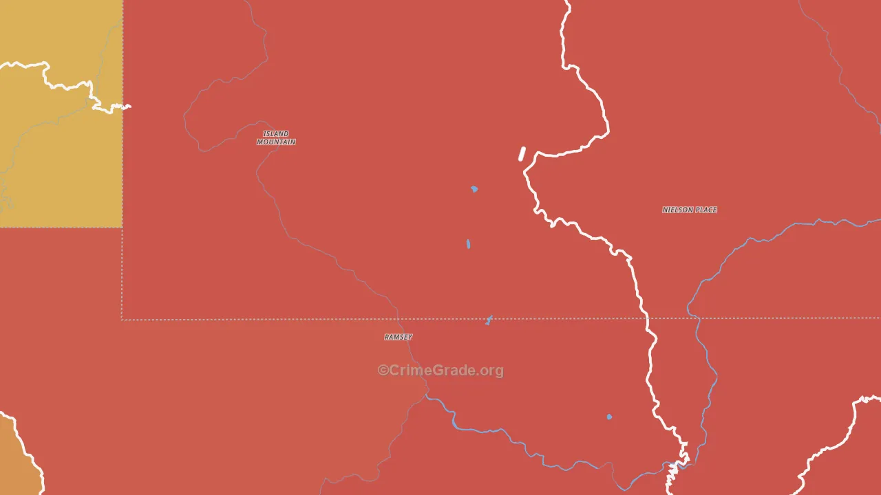 Island Mountain, CA Map of Burglary Rates