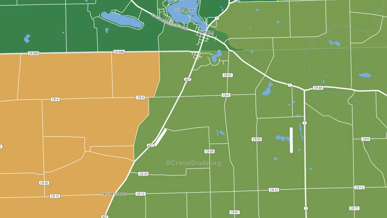 Island Park, IN Map of Burglary Rates
