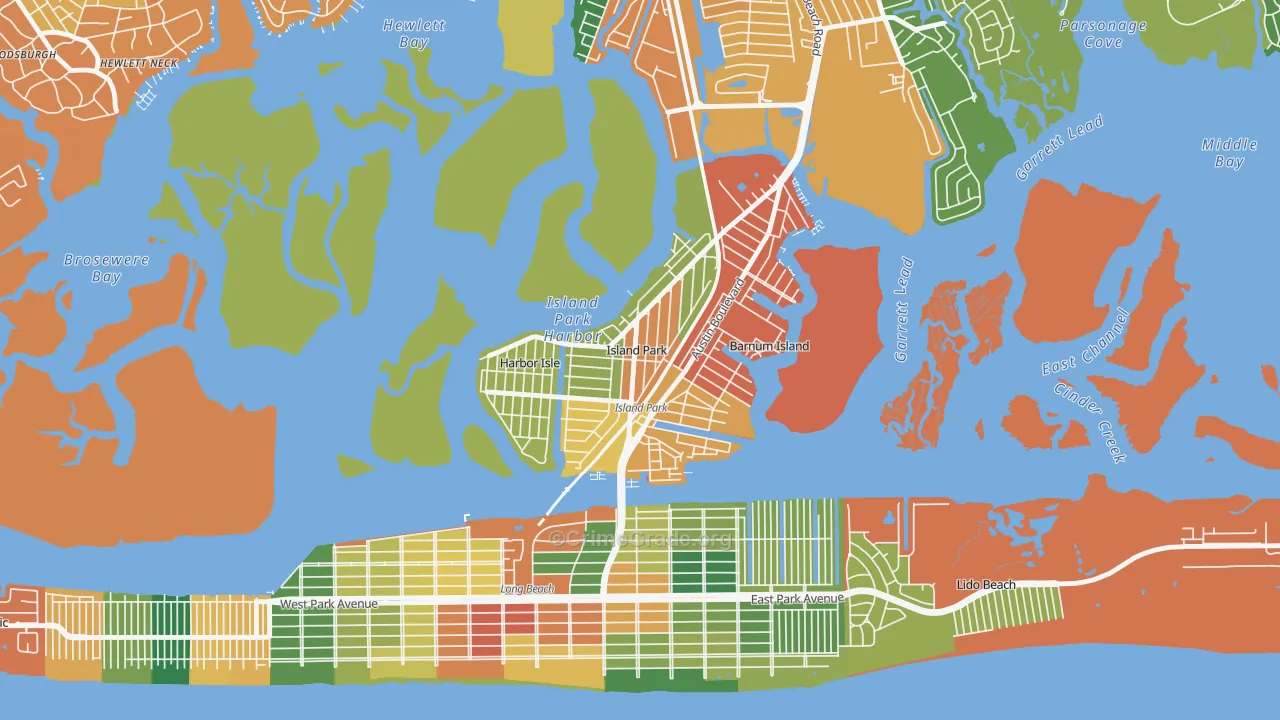 Island Park, NY Map of Burglary Rates