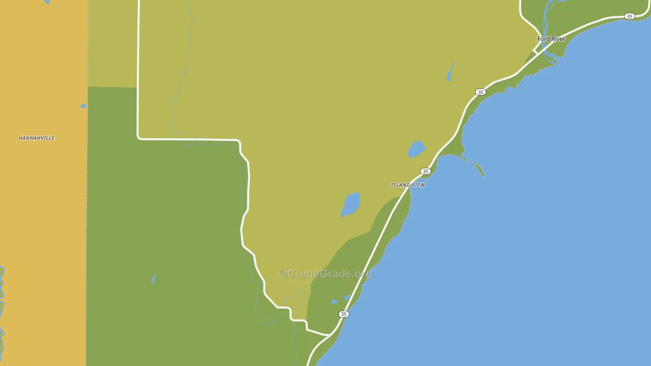 Island View, MI Map of Burglary Rates