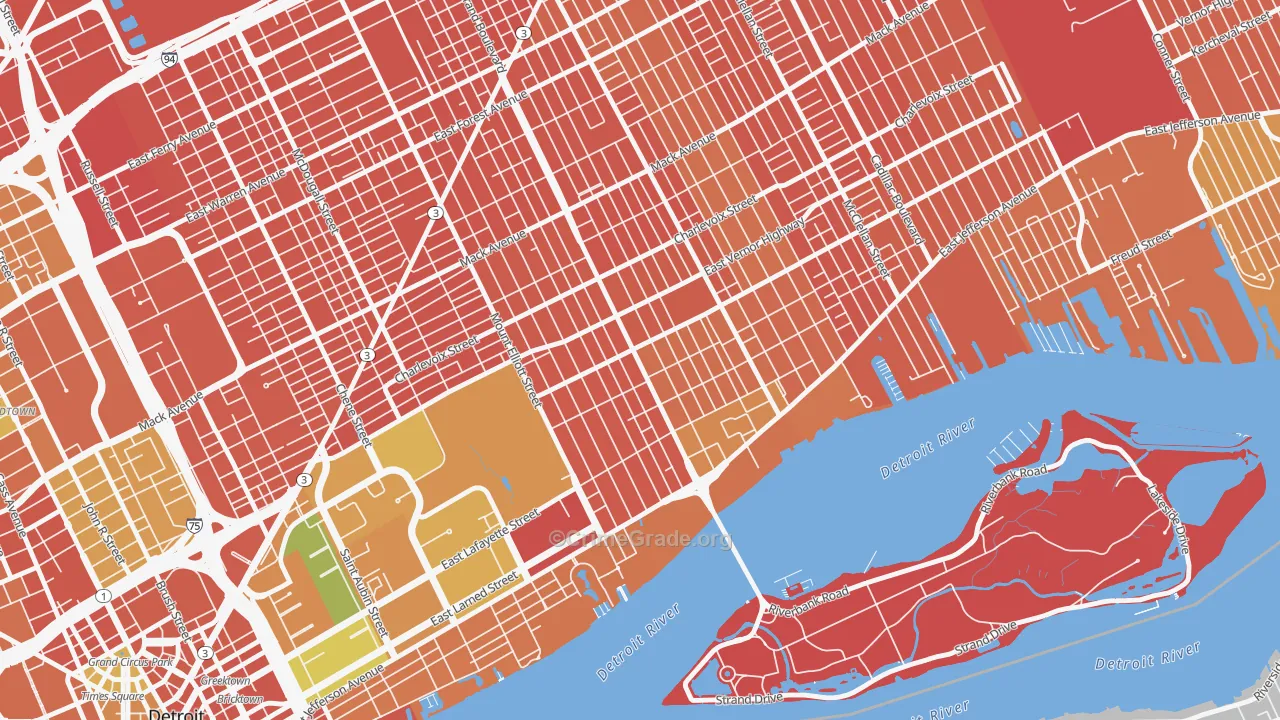 Islandview, Detroit, MI Map of Burglary Rates