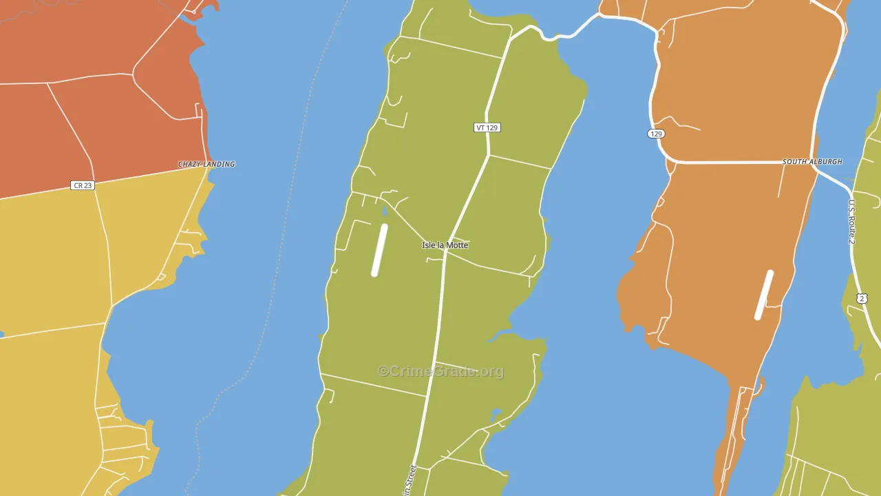 Isle La Motte, VT Map of Burglary Rates