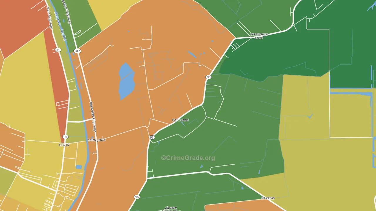 Isle Labbe, LA Map of Burglary Rates