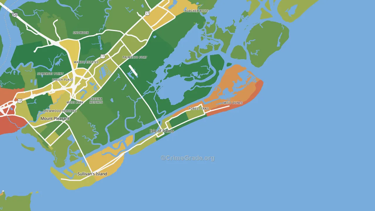 Isle Of Palms, SC Map of Burglary Rates