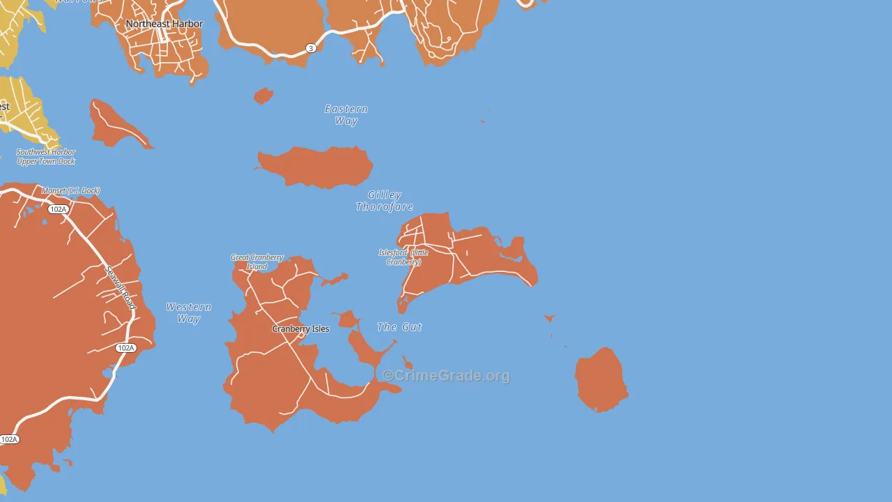 Islesford, ME Map of Burglary Rates