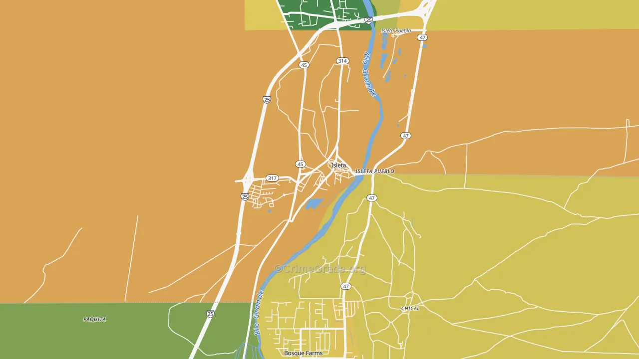 Isleta, NM Map of Burglary Rates