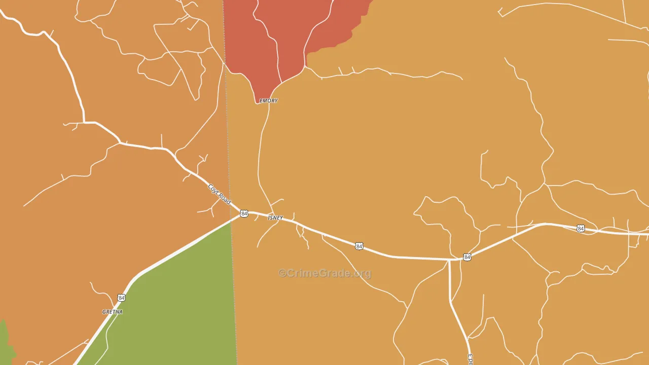 Isney, AL Map of Burglary Rates