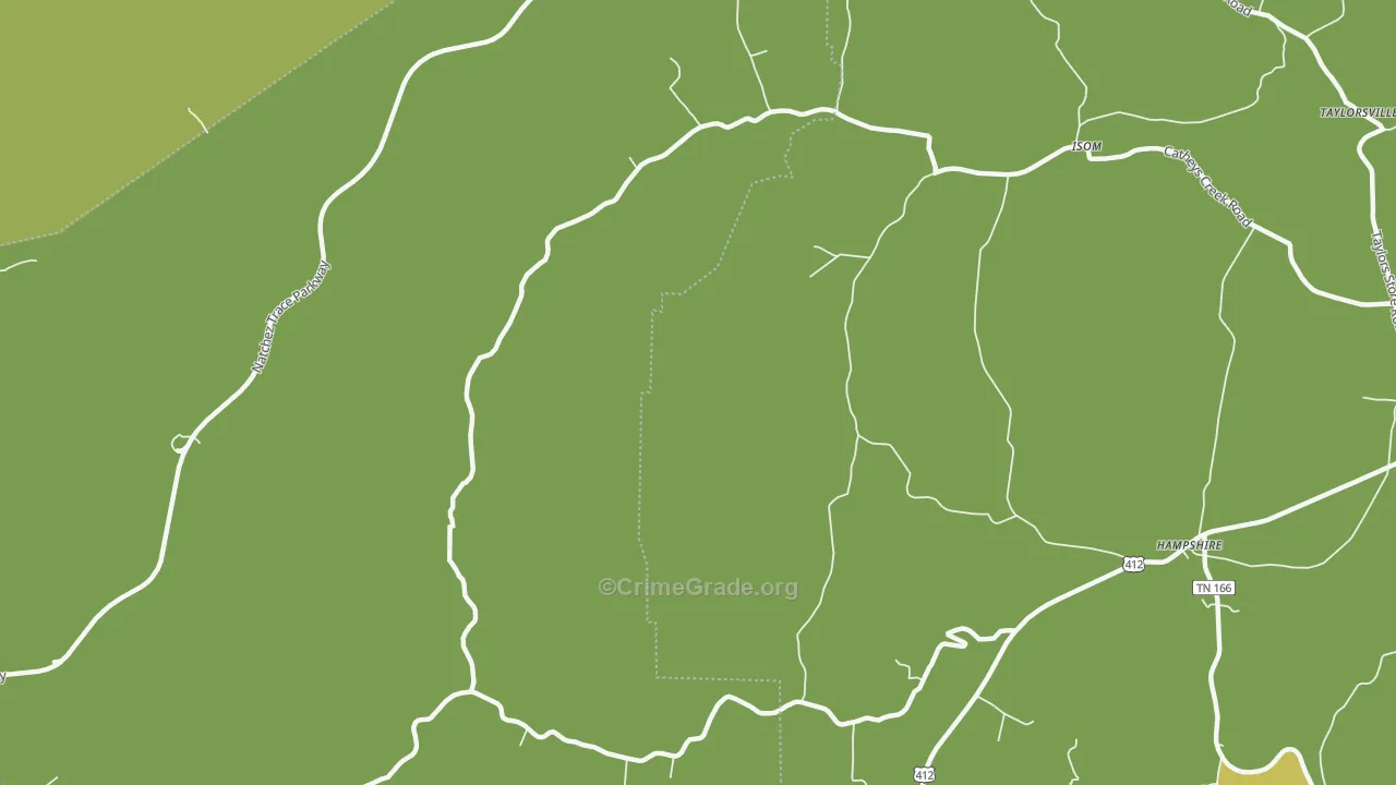 Isom, TN Map of Burglary Rates
