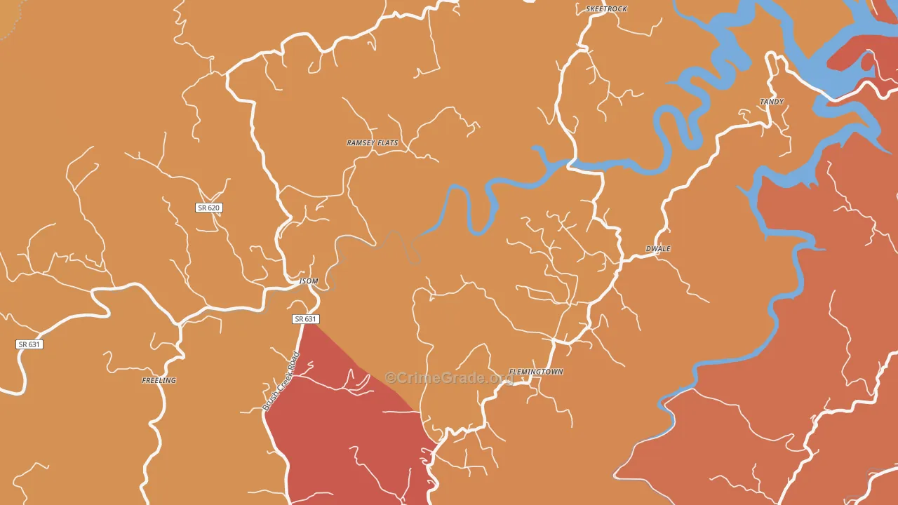 Isom, VA Map of Burglary Rates