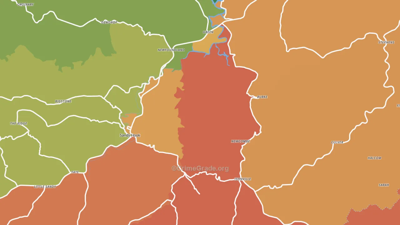 Isonville, KY Map of Burglary Rates