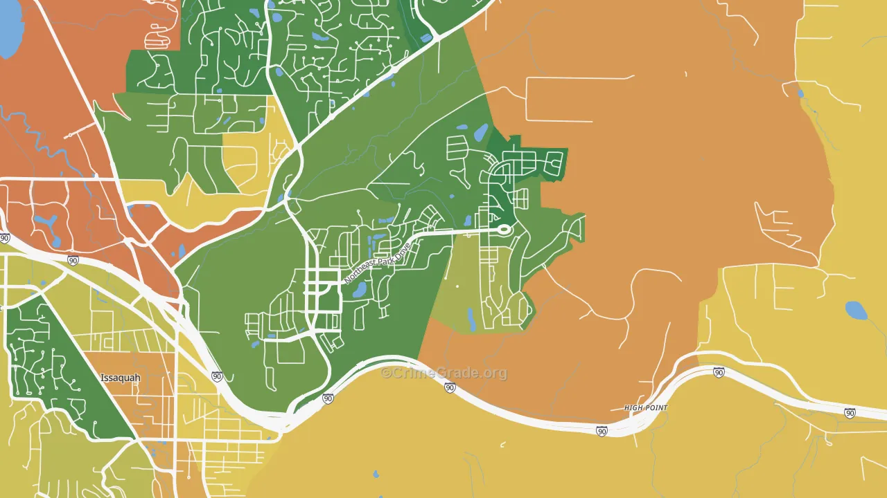 Issaquah Highlands, Issaquah, WA Map of Burglary Rates