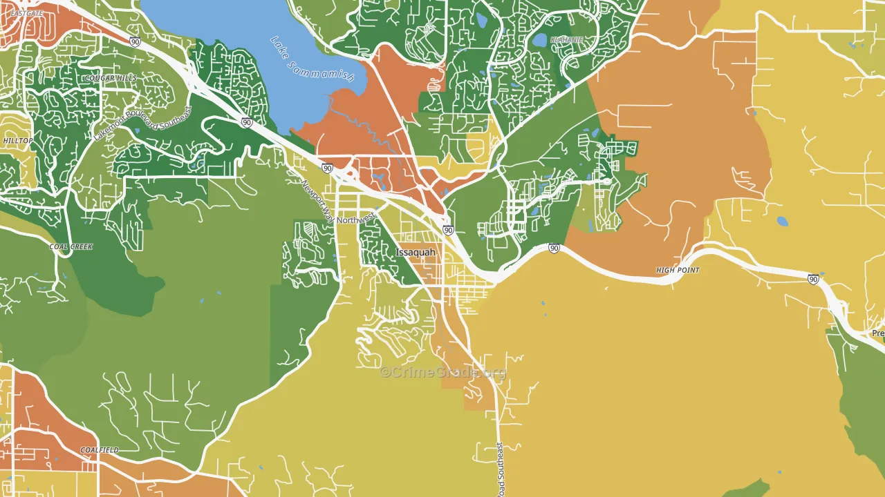 Issaquah, WA Map of Burglary Rates