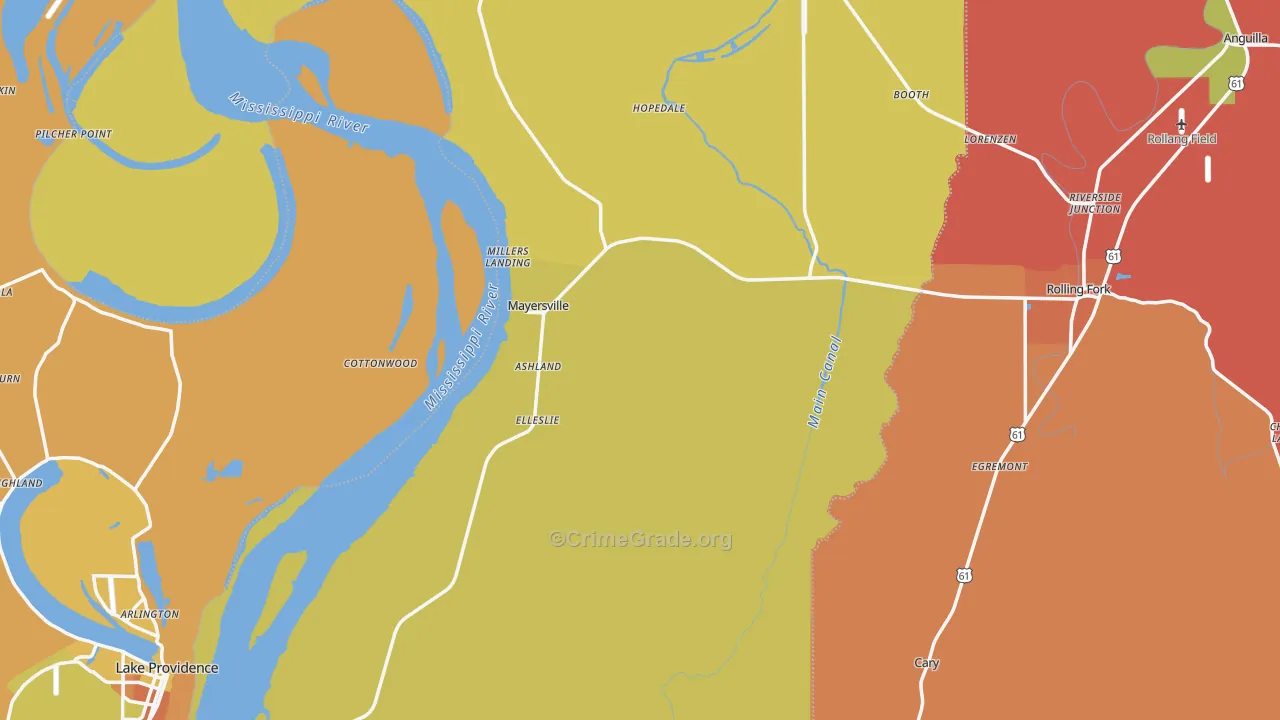 Issaquena County, MS Map of Burglary Rates