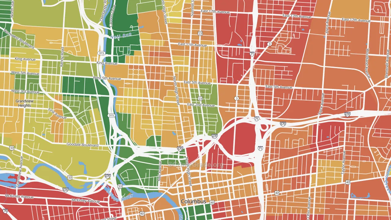 Italian Village, Columbus, OH Map of Burglary Rates