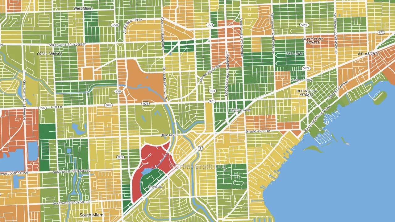 Italian Village, Coral Gables, FL Map of Burglary Rates
