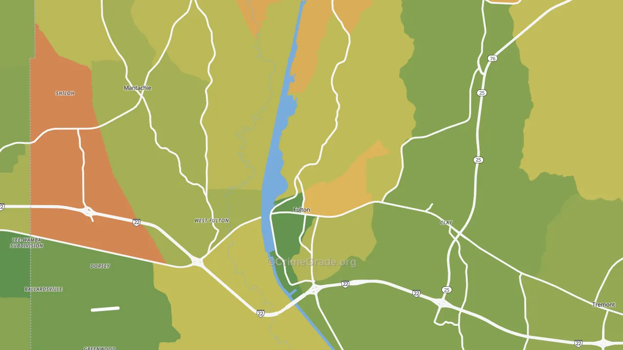 Itawamba County, MS Map of Burglary Rates