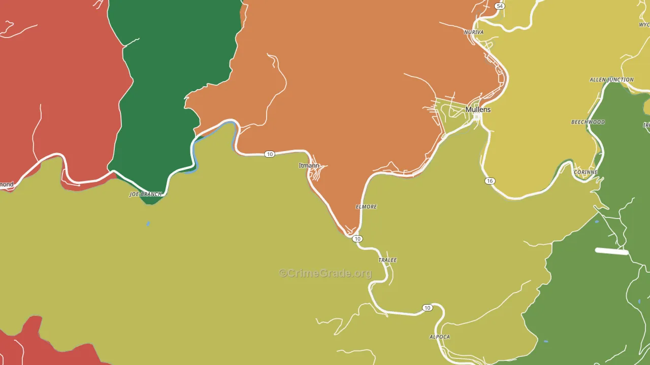 Itmann, WV Map of Burglary Rates