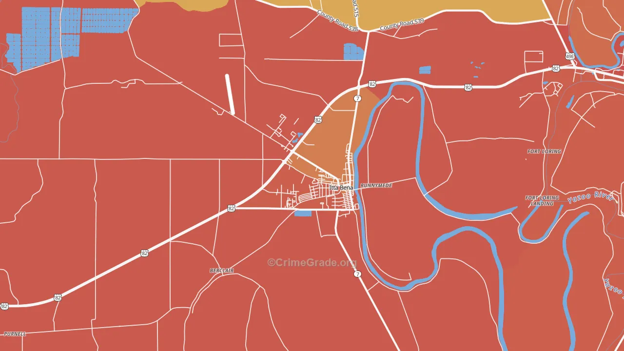 Itta Bena, MS Map of Burglary Rates