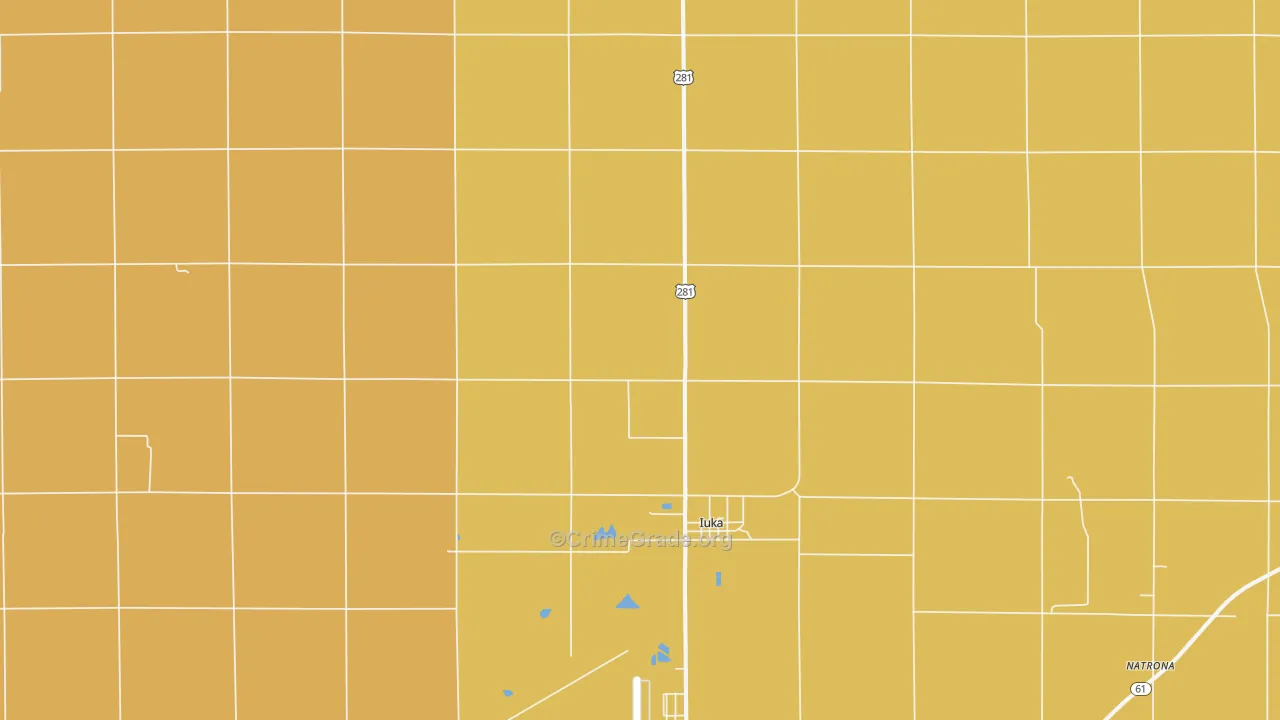 Iuka, KS Map of Burglary Rates