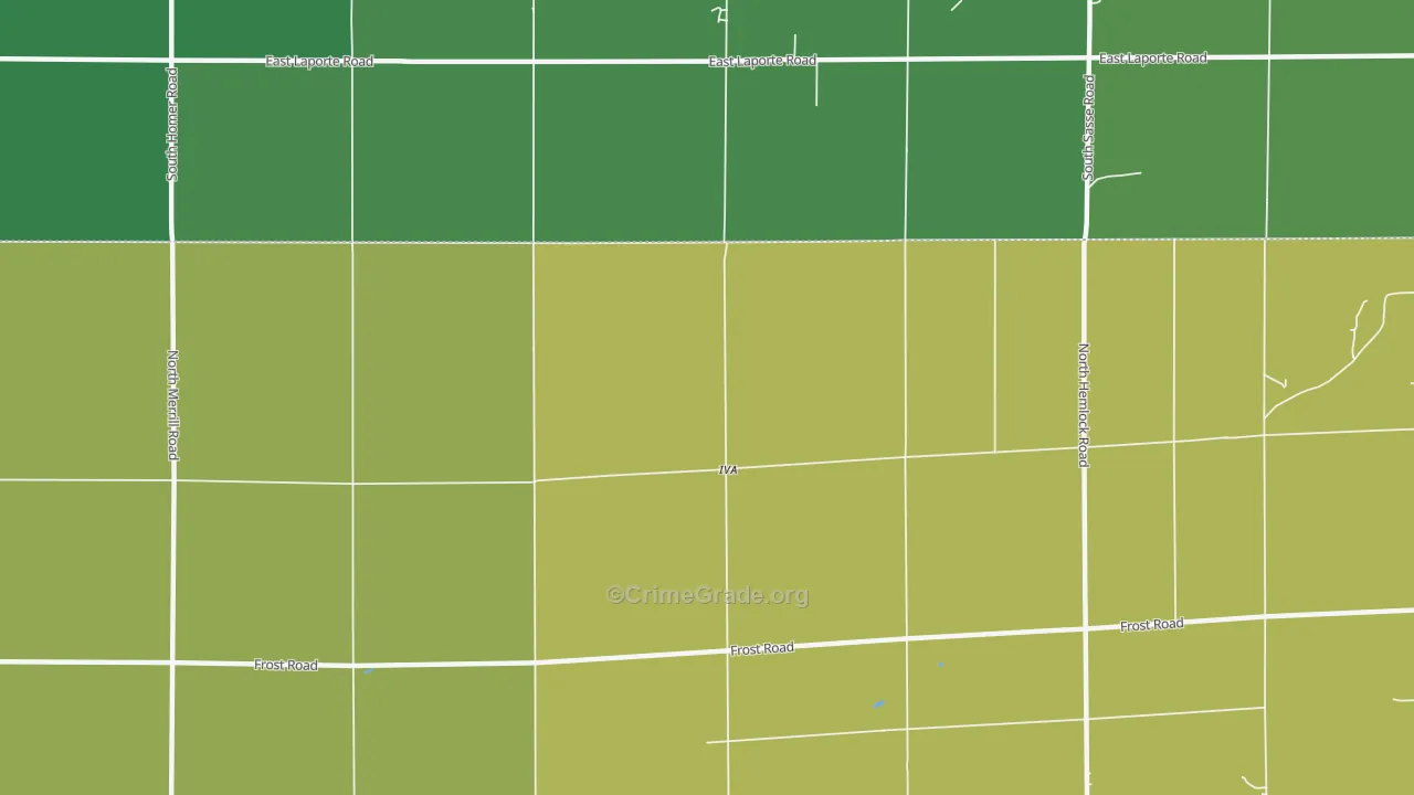 Iva, MI Map of Burglary Rates