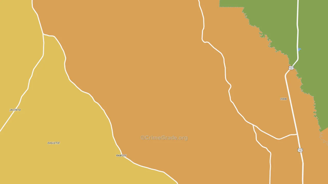 Ivan, AR Map of Burglary Rates