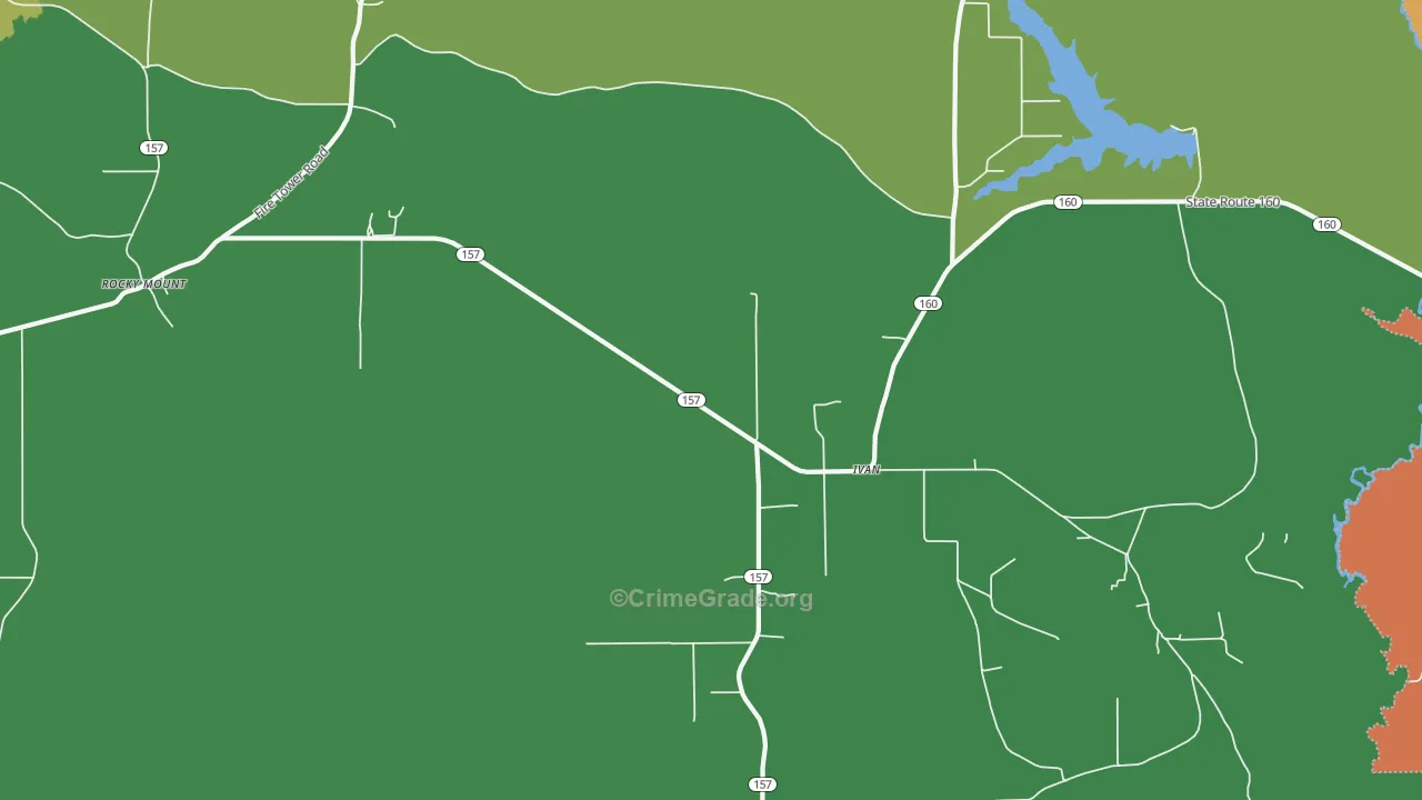 Ivan, LA Map of Burglary Rates