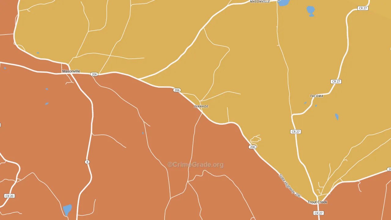 Ivanhoe, NY Map of Burglary Rates