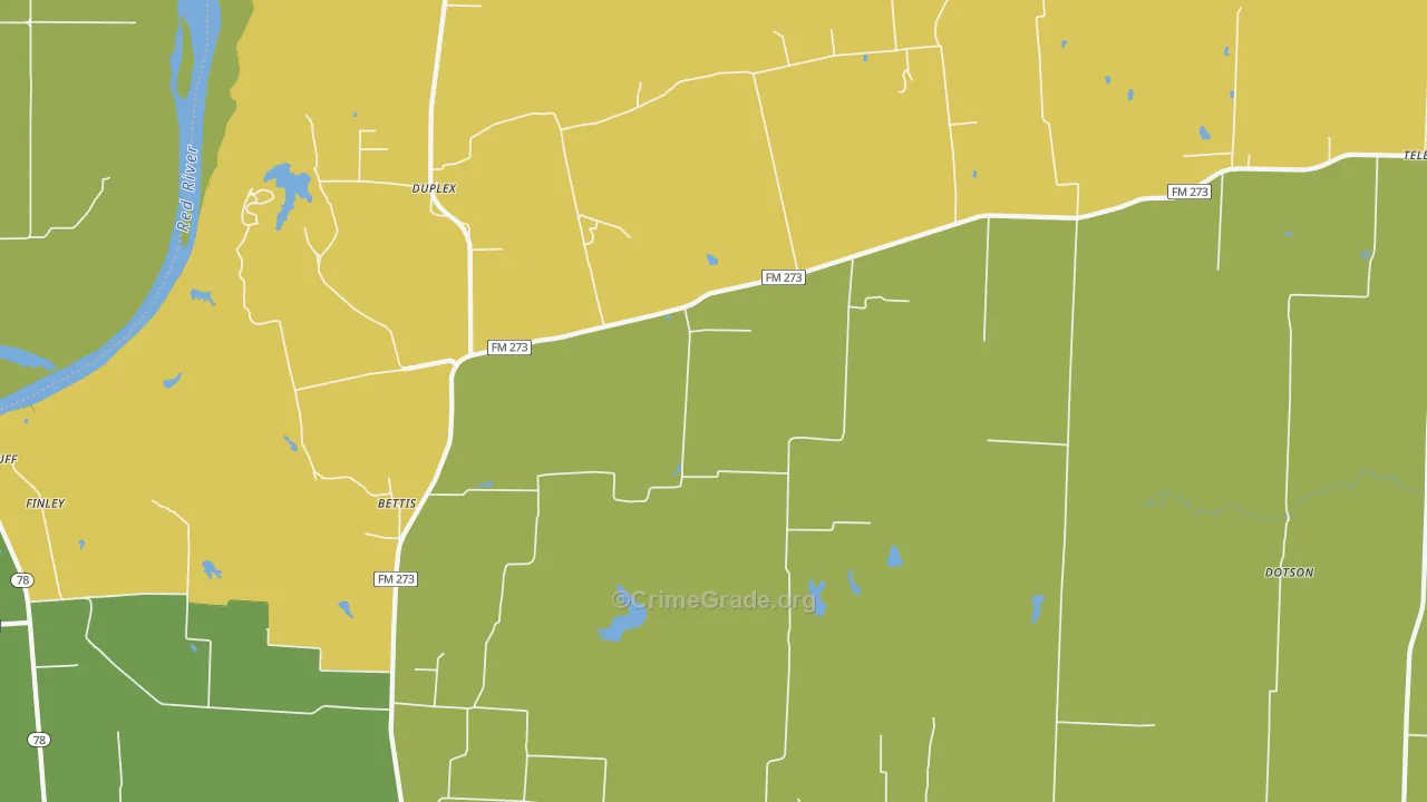 Ivanhoe, TX Map of Burglary Rates