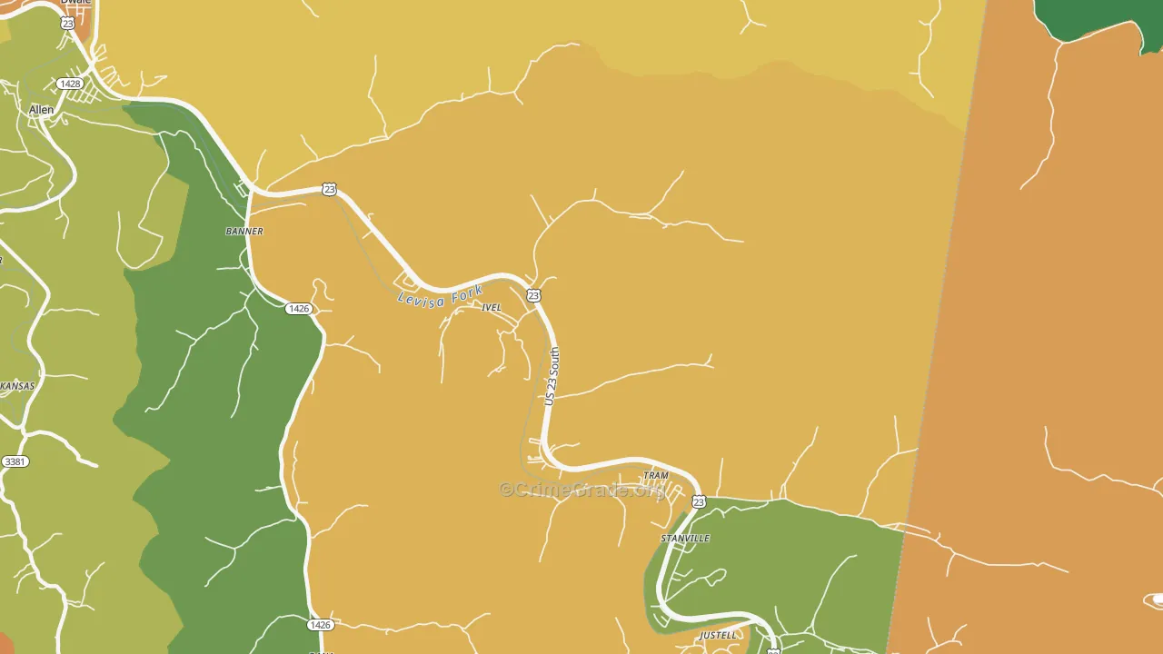 Ivel, KY Map of Burglary Rates