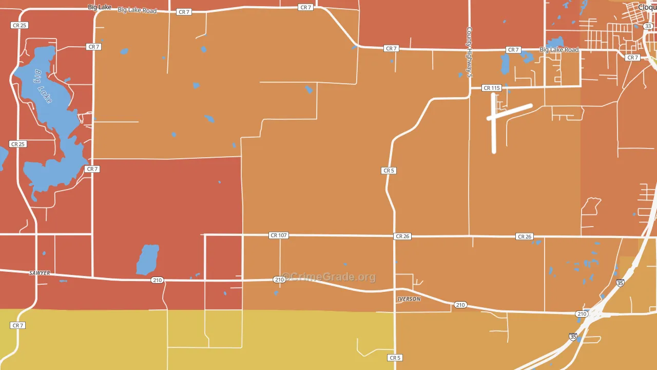 Iverson, MN Map of Burglary Rates