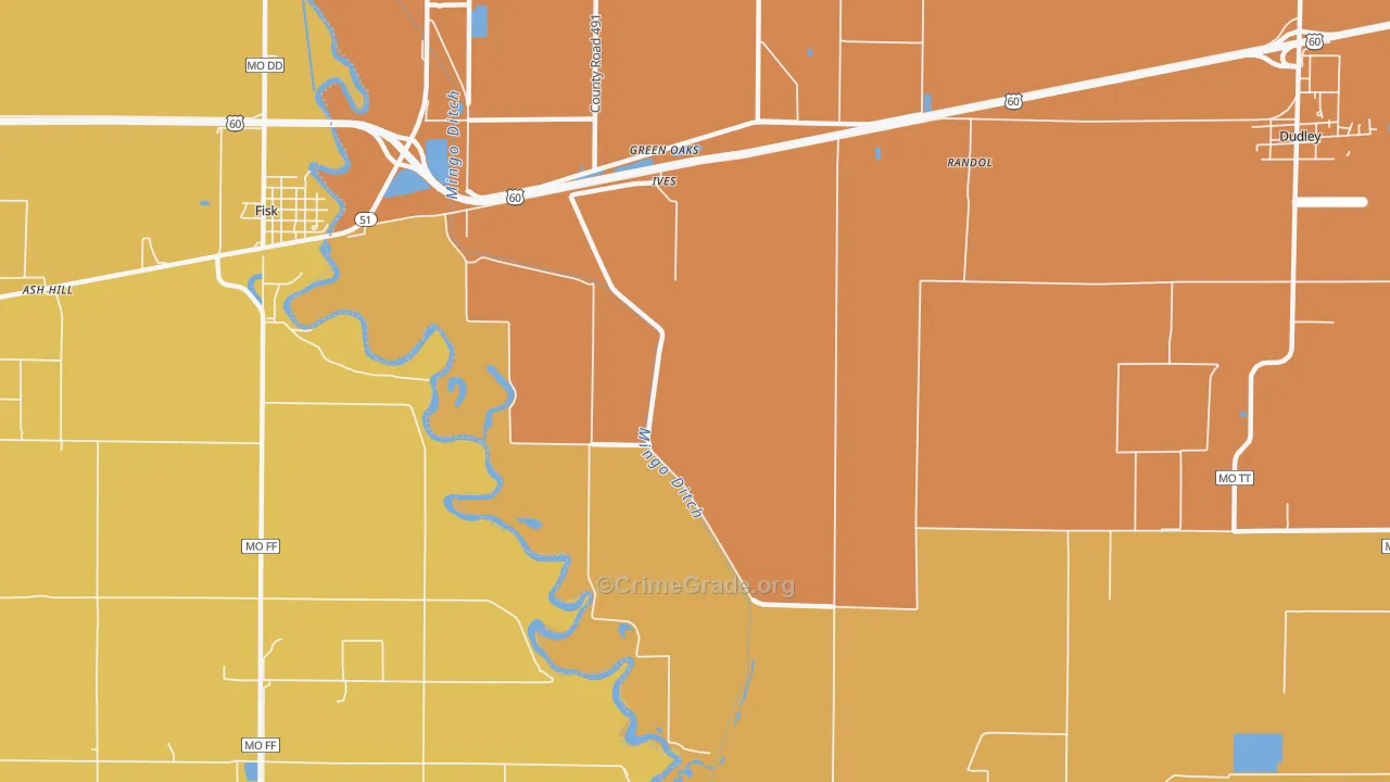 Ives, MO Map of Burglary Rates