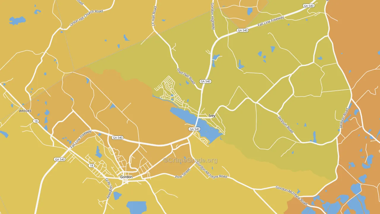 Ivey, GA Map of Burglary Rates