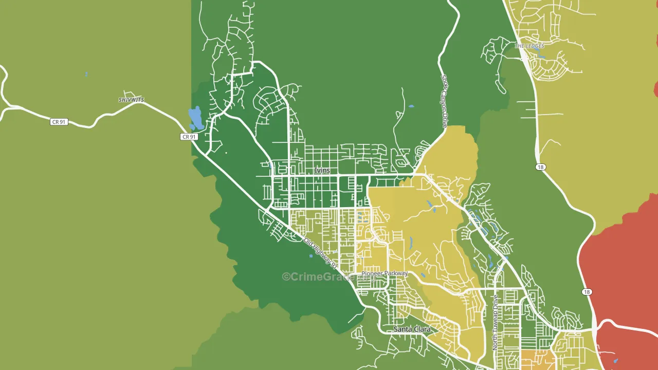 Ivins, UT Map of Burglary Rates