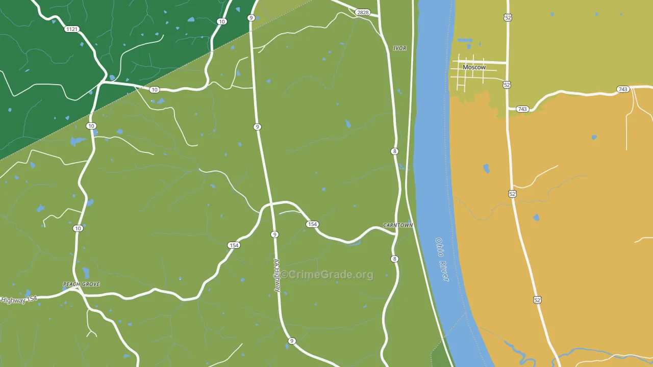 Ivor, KY Map of Burglary Rates