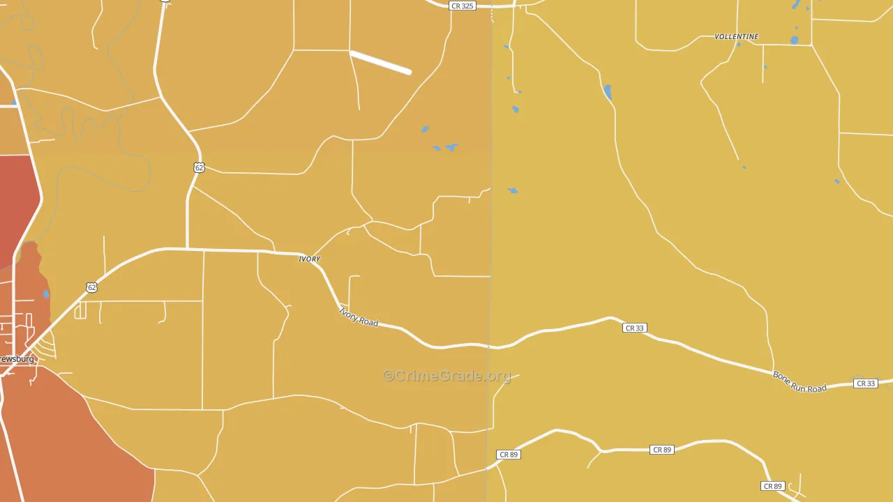 Ivory, NY Map of Burglary Rates