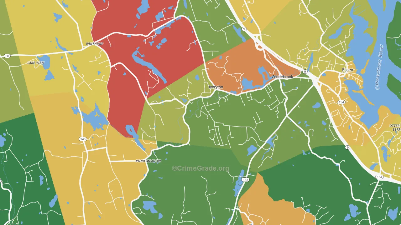 Ivoryton, CT Map of Burglary Rates