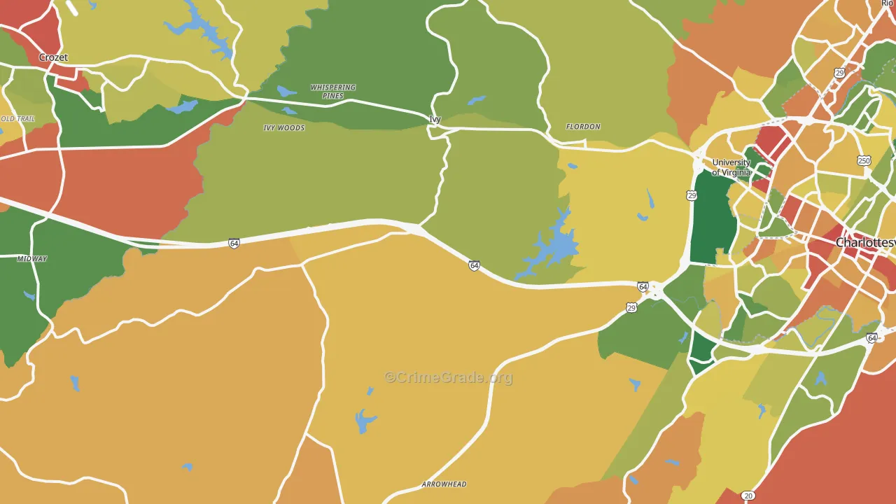 Ivy, VA Map of Burglary Rates