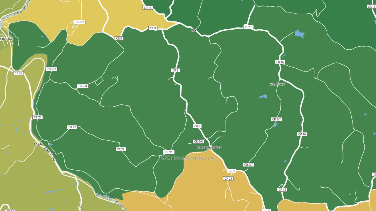Ivy, WV Map of Burglary Rates