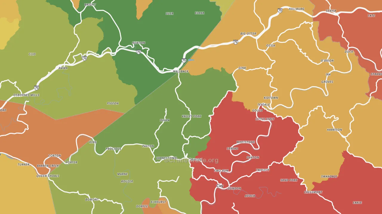Ivydale, WV Map of Burglary Rates